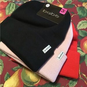 BEBE LOT OF 3 NWT BEANIE HATS ONE SZ